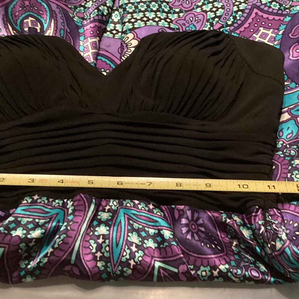 Signature by Sangria Black and Blue Patterned Dress Junior 6 (C3) - Picture 8 of 8